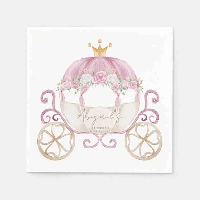 Princess Rosa Carriage Baby Shower Pappersservett (Framsidan)