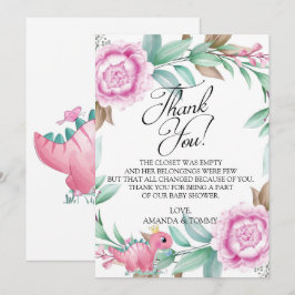 Princess Rosa Dinosaur Baby Shower Tack för ditt k Kort