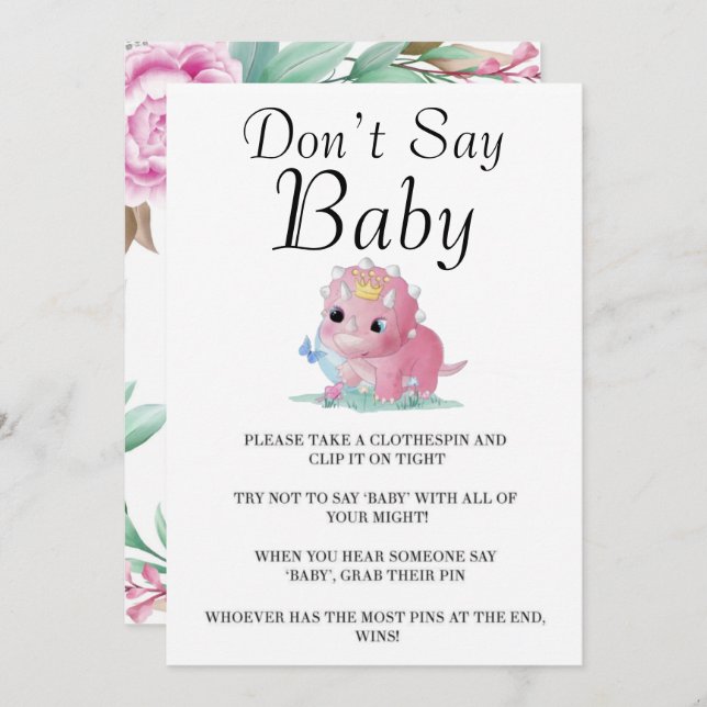 Princess Rosa Dinosaur Peony Säg inte Baby (Fram/baksida)