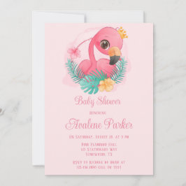 Princess Rosa Flamingo Girl Baby Shower Inbjudningar