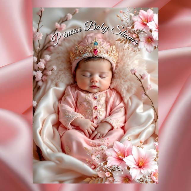Princess Rosa Girl Baby Shower Flowers Inbjudningar (Skapare uppladdad)