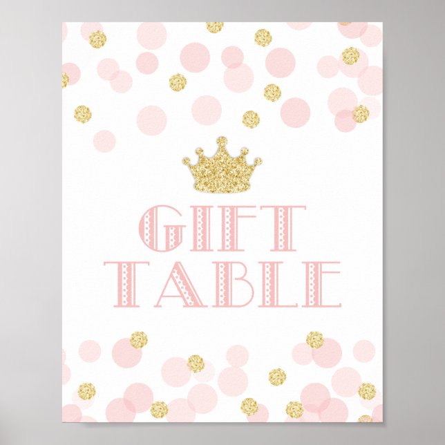 Princess Rosa Guld Baby Shower Gift Bord Sign Poster (Framsidan)