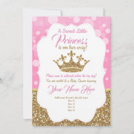 Princess Rosa Guld Baby Shower-inbjudan, Royal Inbjudningar