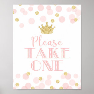 Princess Rosa Guld Baby Shower Ta ett favorittecke Poster