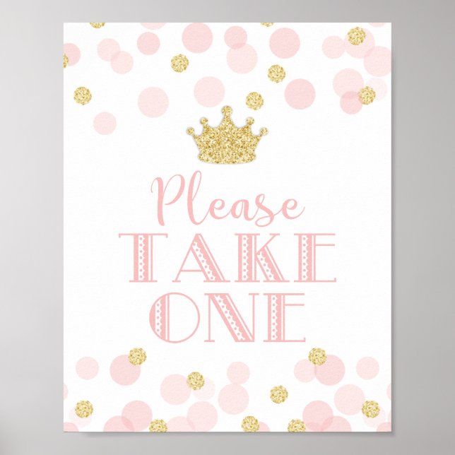 Princess Rosa Guld Baby Shower Ta ett favorittecke Poster (Framsidan)