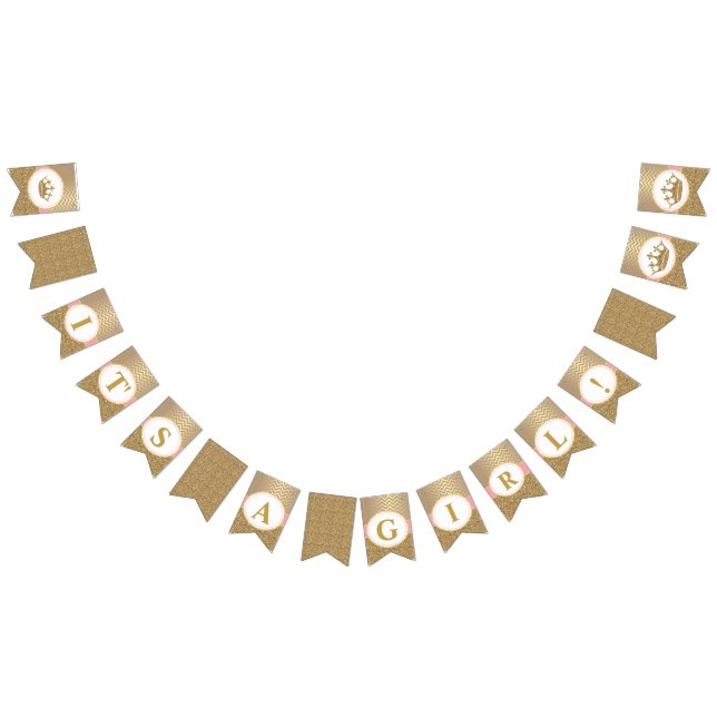 Princess Rosa Guld Banner sin a Girl Baby Shower Vimplar (Alla)