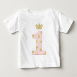 Princess Rosa Guld Glitter 1:a födelsedag första T Shirt