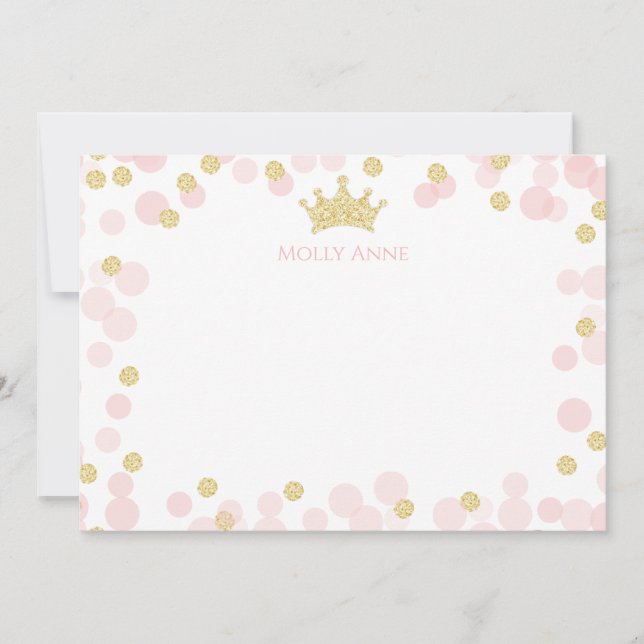 Princess Rosa Guld Glitter Polka dots Stationery Anteckningskort (Framsida)