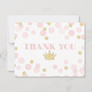 Princess Rosa & Guld Glitter Tack-kort Tack Kort