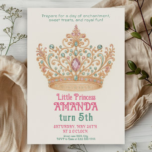 Princess rosa guld Krona Enchanting Birthday Inbjudningar
