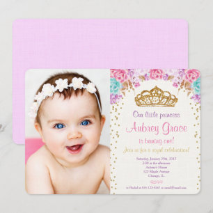 Princess rosa guld lila inbjudningar