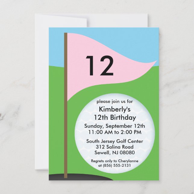 Princess Rosa Låt oss Bogie Mini Golf Födelsedagsf Inbjudningar (Framsida)