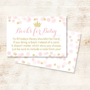 Princess Rosa och Guld Baby Shower Bokar för Baby Visitkort