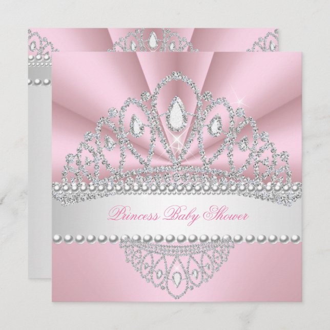 Princess Rosa Pearls Diamond Tiara Baby Shower Inbjudningar (Fram/baksida)