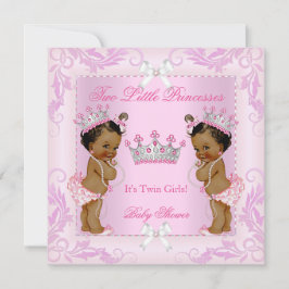 Princess Rosa Pearls Twin Baby Shower Tiara Ethnic Inbjudningar