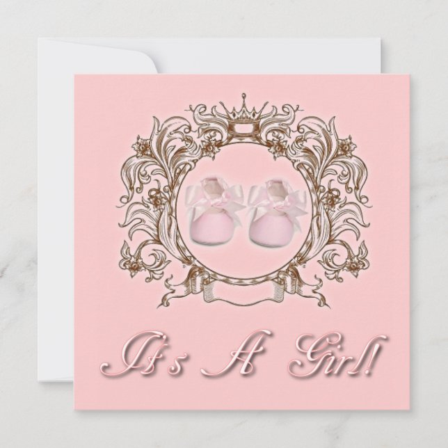 Princess Rosa Shoes Girl Baby Shower-inbjudan Inbjudningar (Framsida)