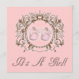 Princess Rosa Shoes Girl Baby Shower-inbjudan Inbjudningar