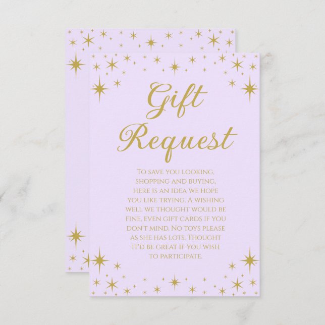 Princess Royal Birthday Gift Request Card Inbjudningar (Fram/baksida)