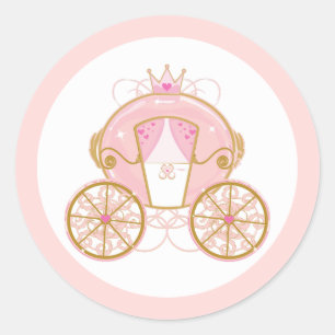 Princess Royal Carriage Rosa & Guld Födelsedagsfes Runt Klistermärke