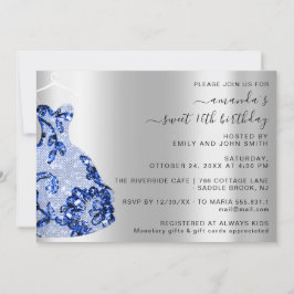 Princess Royal Dress Sweet 16th Blue Navy Princess Inbjudningar