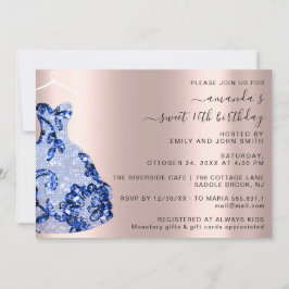 Princess Royal Ro Dress Sweet 16th Blue Navy Inbjudningar