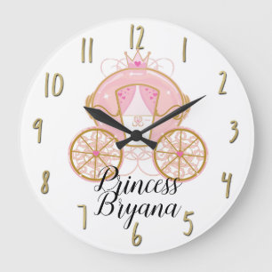 Princess Royal Rosa & Guld Carriage Wall Art Stor Klocka