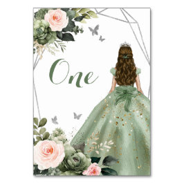 Princess Sage Grönt Blommigt  Rosa 15 Años Bordsnummer