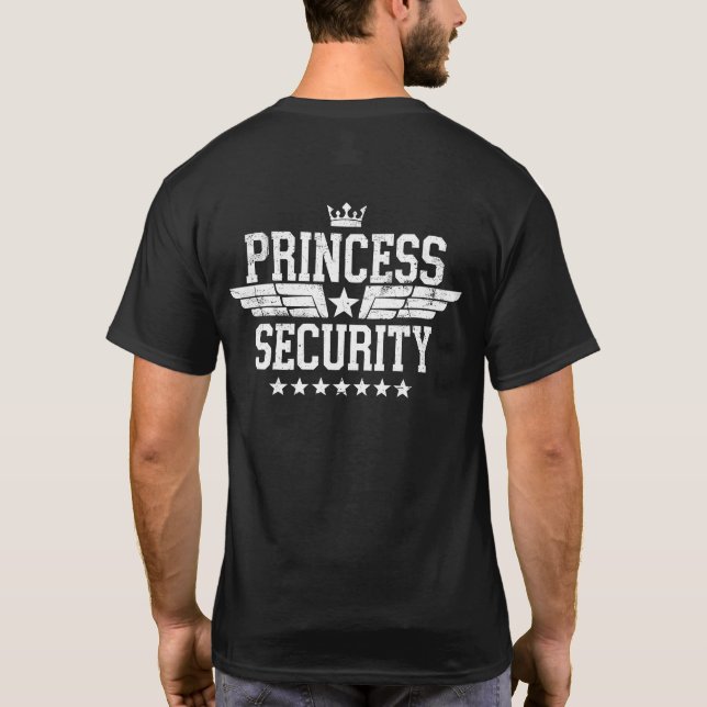 Princess Security Team 2 Sided Birthday Pappa T Shirt (Baksida)