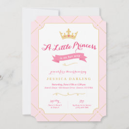 Princess Shower-inbjudningar | Rosa Girl Inbjudningar