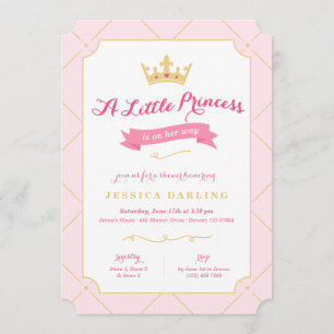 Princess Shower-inbjudningar Rosa Girl Inbjudningar