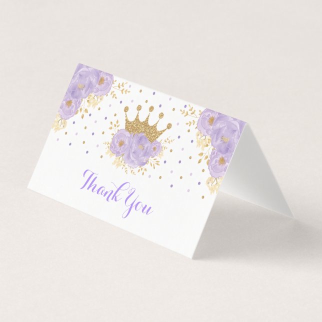 Princess Shower Tack i Lavender Guld Krona Kort (Framsida)