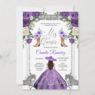 Princess Silver Lila Spain Girl Sweet 15:e Inbjudningar