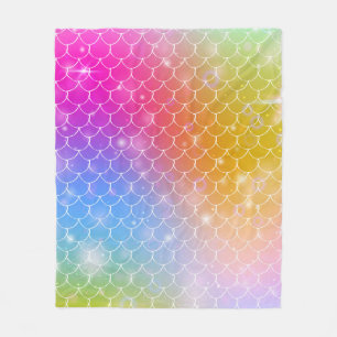Princess sjöjungfru med kawaii rainbow scales patt fleecefilt