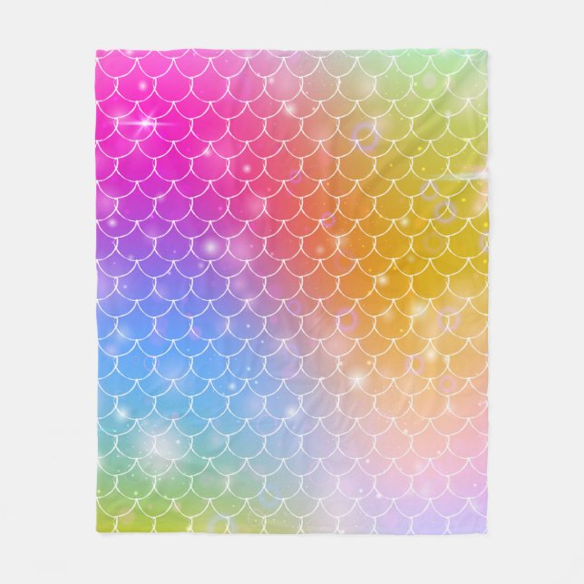 Princess sjöjungfru med kawaii rainbow scales patt fleecefilt (Framsidan)