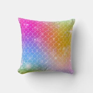 Princess sjöjungfru med kawaii rainbow scales patt kudde