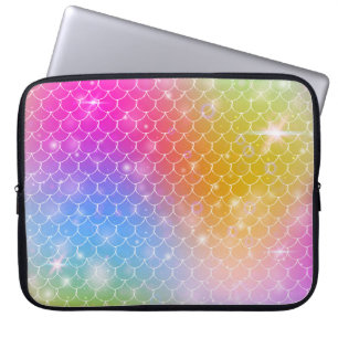 Princess sjöjungfru med kawaii rainbow scales patt laptop fodral