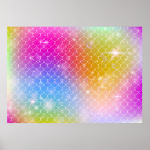 Princess sjöjungfru med kawaii rainbow scales patt poster