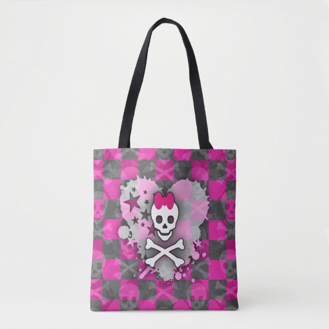 Princess Skull Heart Tote Bag Tygkasse (Framsida)