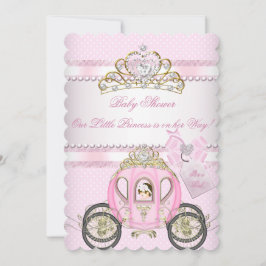 Princess Söt Baby Shower Cute Girl Carriage Inbjudningar
