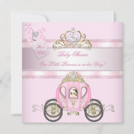 Princess Söt Baby Shower Cute Girl Carriage Inbjudningar