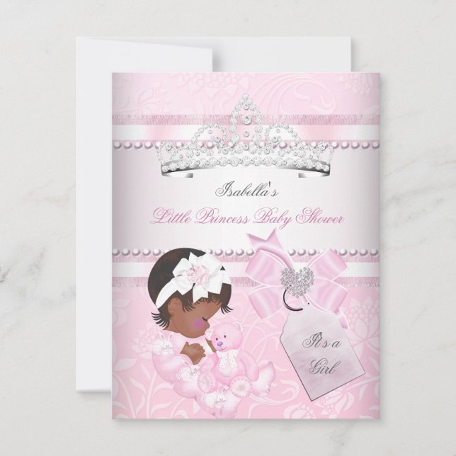 Princess Söt Baby Shower Cute Girl Tiara Ethnic ni Inbjudningar (Framsida)