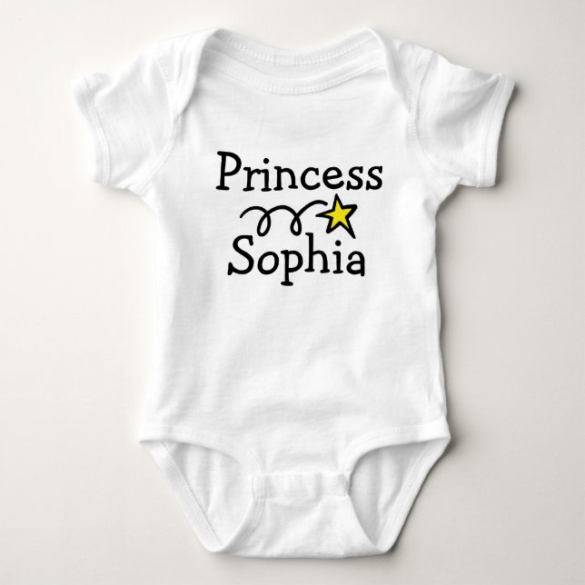 Princess Spannmålare med baby namn tryckt T-shirt (Framsida)