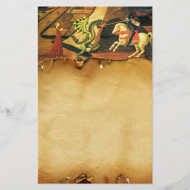 PRINCESS ST.GEORGE OCH DRAGON, Brown Parchement Brevpapper (Framsida)