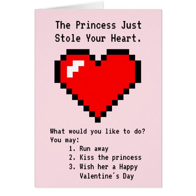Princess Stole Your Heart - Nerdy Joke Video Game Hälsningskort (Framsidan)