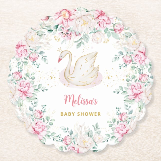 Princess Svan Baby Shower Underlägg Papper (Framsida)