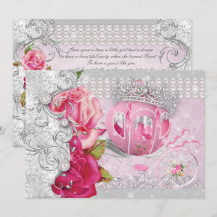Princess Sweet 16 Quince Anos Bling Carriage Inbjudningar