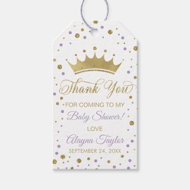 Princess Tack Märkre, Lila, Faux Glitter Presentetikett (Framsidan)