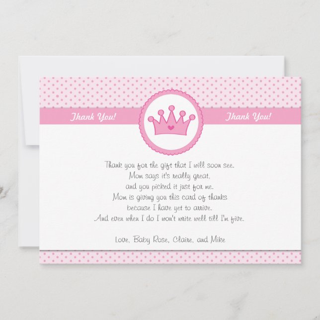 Princess Tack You Card-anteckning Anteckningskort (Framsida)