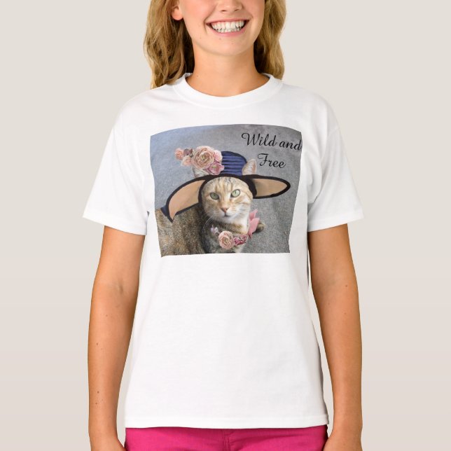 PRINCESS TATUS CAT Elegant Hat,Ro Vild och gratis T-shirt (Framsida)