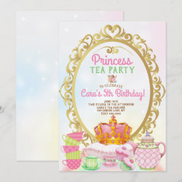 Princess Tea Party Födelsedagsfest Inbjudningar